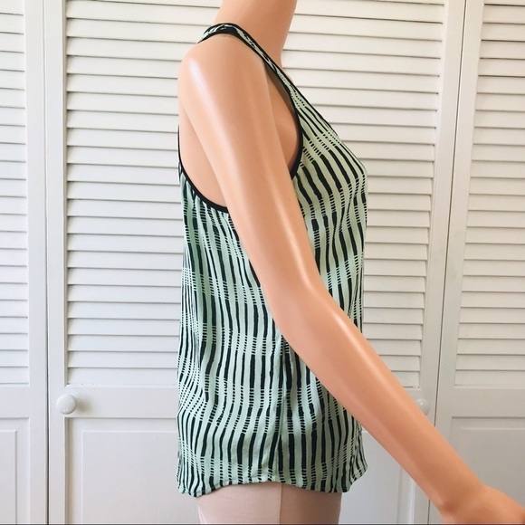 A.L.C. Aqua Black Silk Striped Tank Top Size XS - Picture 3 of 8